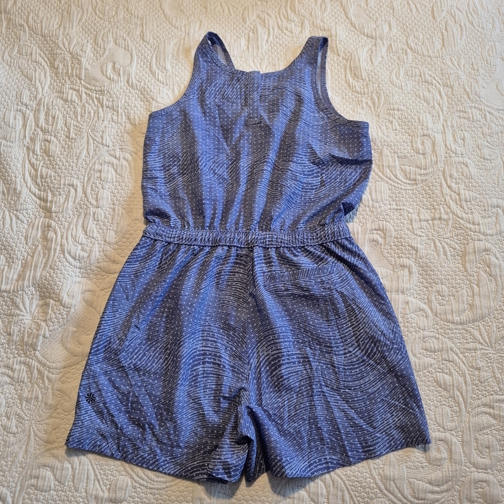 Athleta Girl size Large or 12 perwinkle tank romper, elastic waist 3 pockets EUC